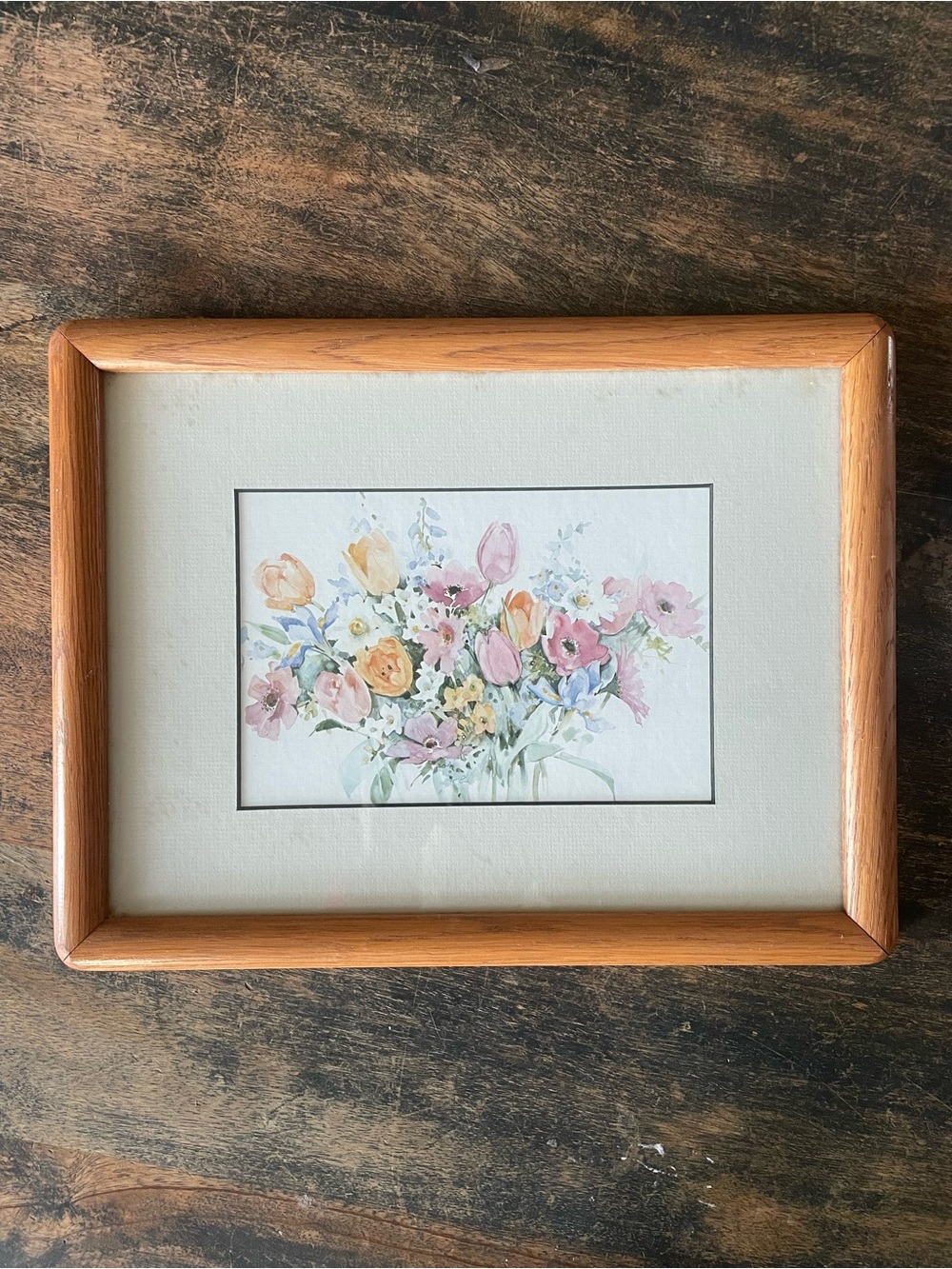 🔥SOLD🔥Framed Floral Watercolor Print in Soft Pastels